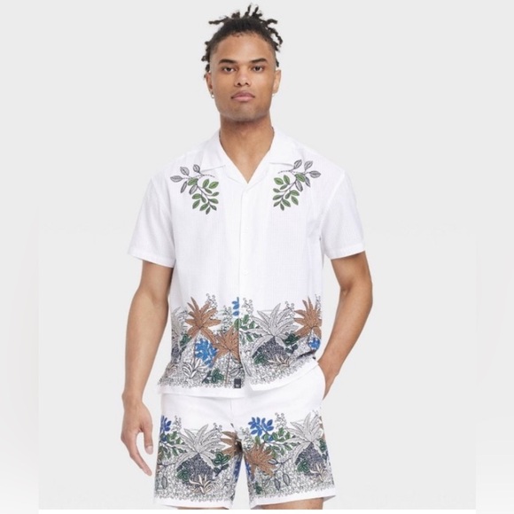 Houston White X Target Mens Chino Shorts Size XXL White Brown Leafs Print NWT. - Picture 1 of 9